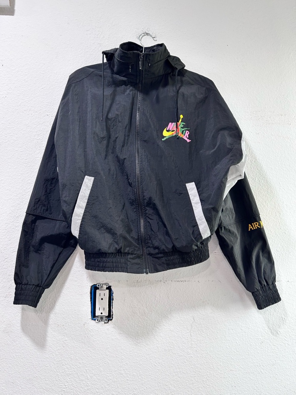 Nike Black Windbreaker Jacket with Neon Yellow, Green & Pink Graphic - Picture 8 of 16